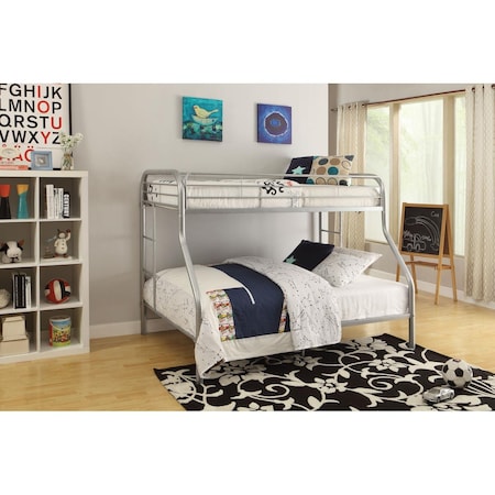 Oceantailer 60 x 78 x 54 in. Metal Tube Twin Full Bunk Bed - Silver 286578